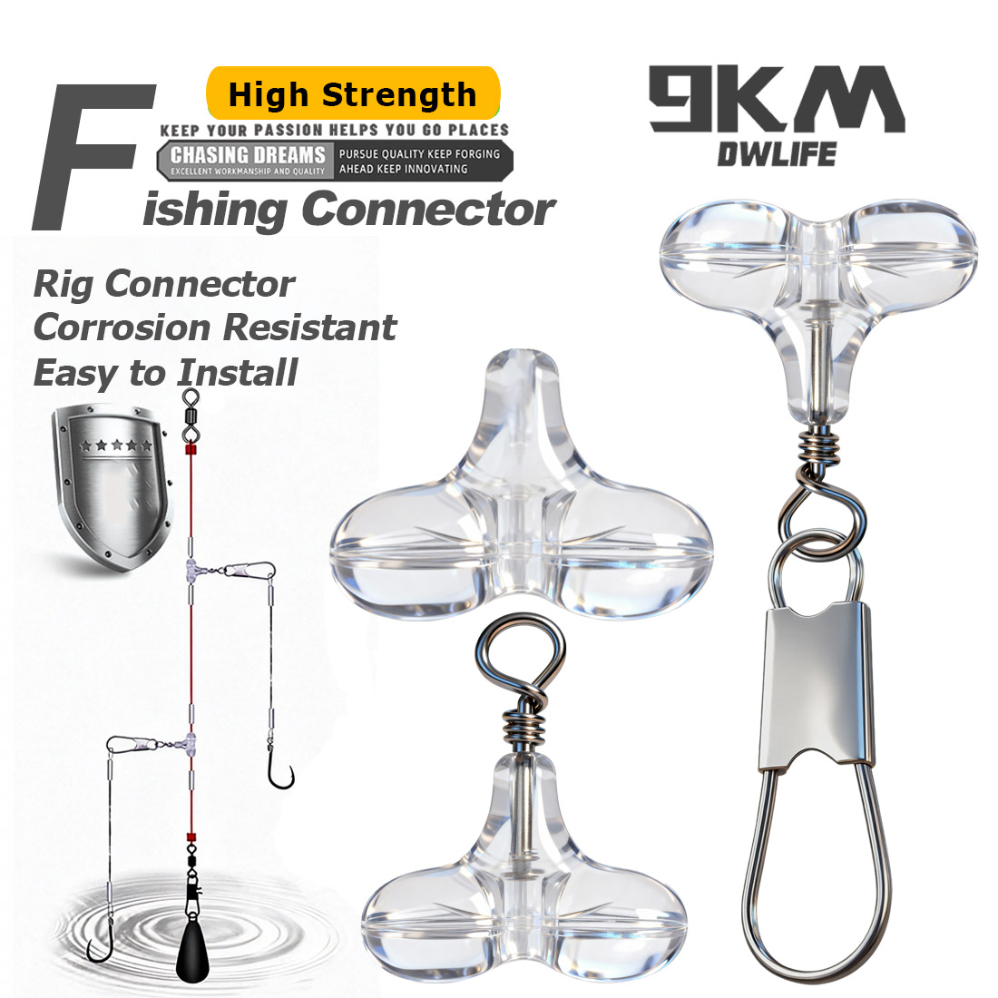 Fishing Lure Accessories - 9KM T-förmige Angelperlen mit Schnappverschluss, 15