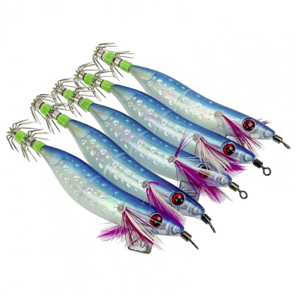 Fishing Lure Jig - Tintenfisch-Angelköder 5-teiliges Tintenfisch-Jig-Haken-Set Leuchtende Angelköder Sepia-Köder